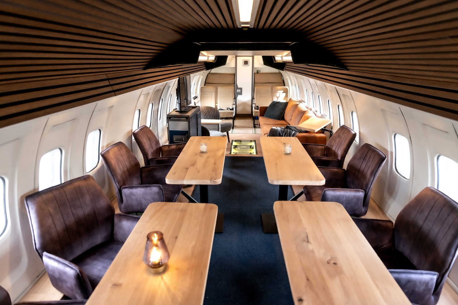 Vergaderen in een vliegtuig