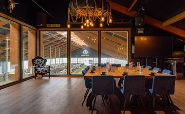 Origineel vergaderen in een luxe skybox met prachtig uitzicht over de koeien Origineel vergaderen in een luxe skybox met prachtig uitzicht over de koeien