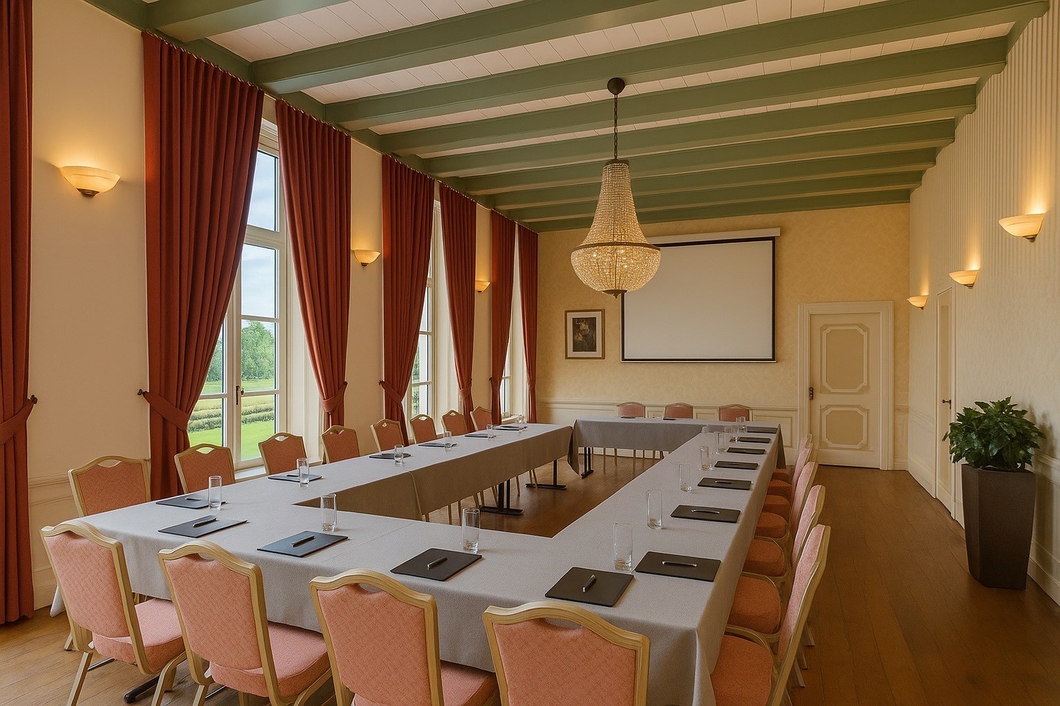 Origineel vergaderen in een statig herenhuis uit de 19e eeuw op een landgoed